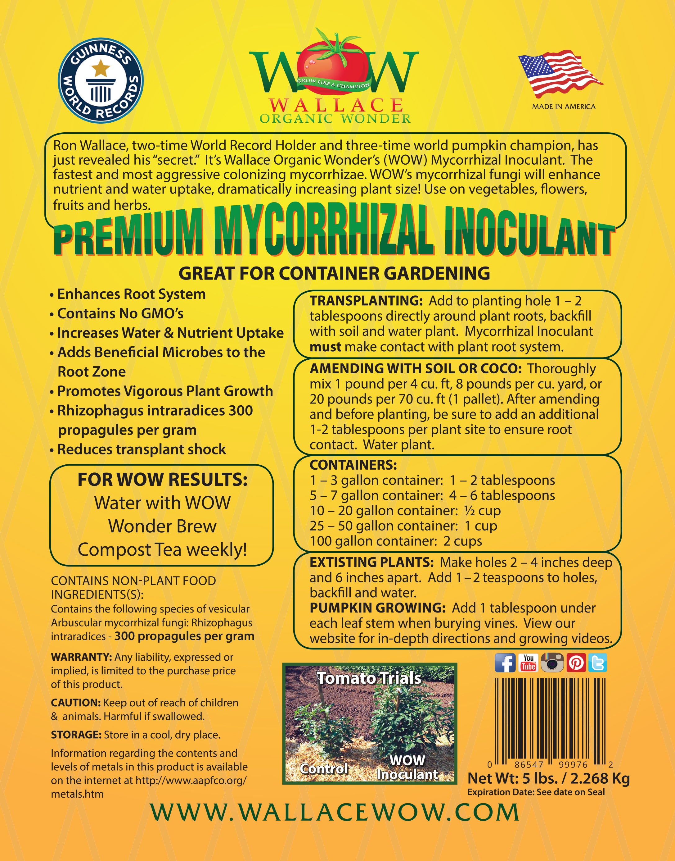Premium Mycorrhizal Fungi 1 Pound Wallace Organic Wonder